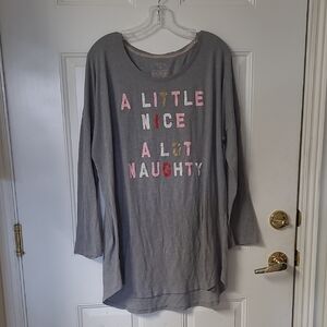 Victoria's Secret Gray Long Sleeve Pajama Top with Colorful Letters